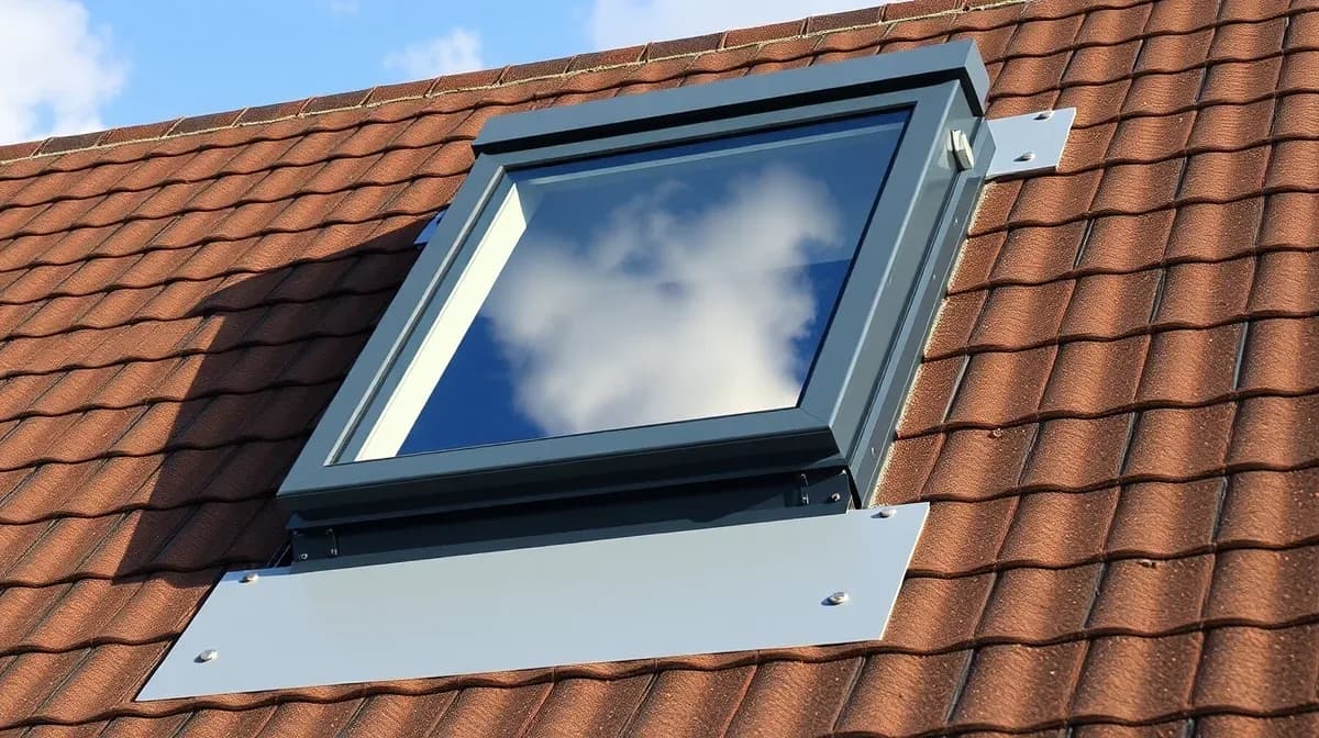 New roof window fitted into a concrete tiled roof